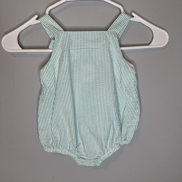 Good Lad 12 Months Boy Blue White Stripe Smocked Airplane One piece - Picture 2 of 4